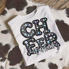 Load image into Gallery viewer, Cheer Leather Rhinestone Mascots Stacked DROPDOWN TRANSFER CAP
