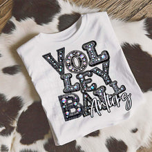 Load image into Gallery viewer, Volleyball Leather Rhinestone Mascots Stacked DROPDOWN TRANSFER CAP
