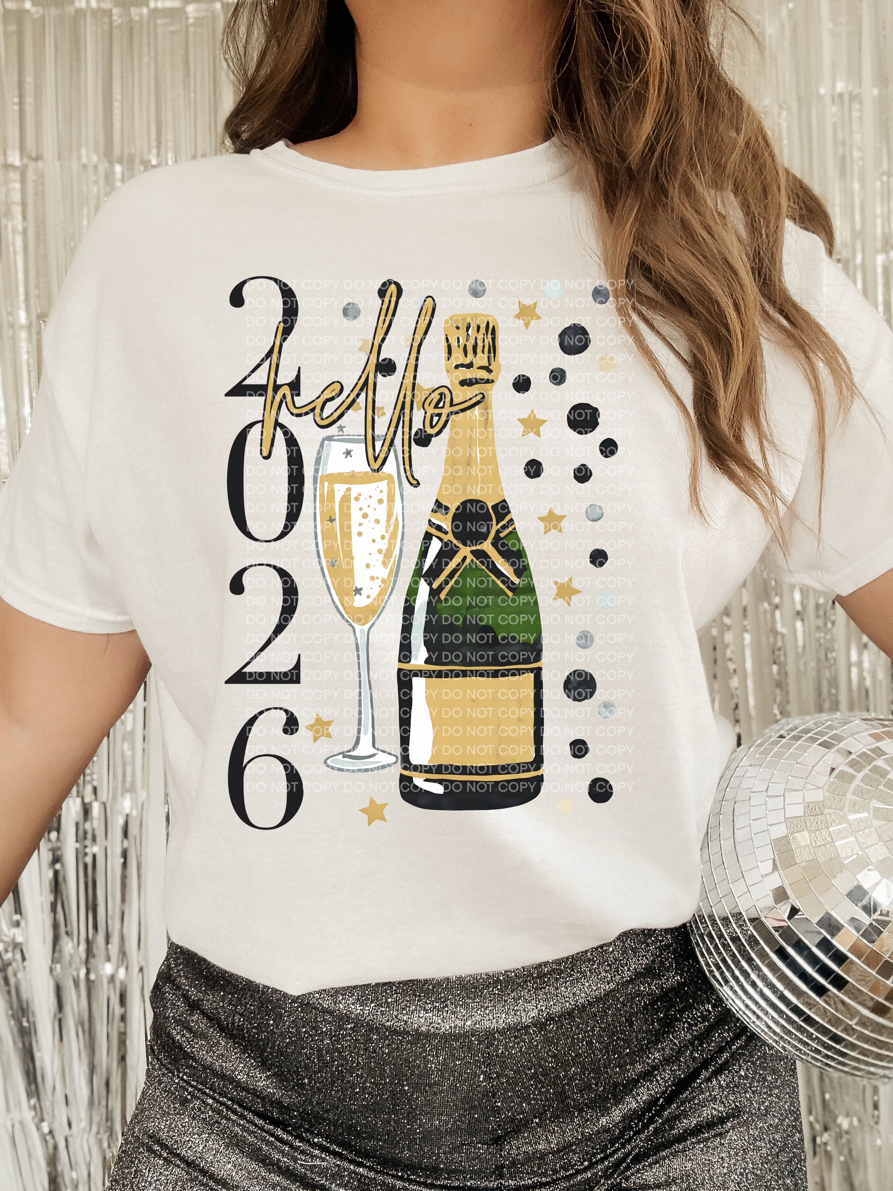 Hello 2026 Champagne And Glass TRANSFER SCG DEC 25 – Sassy Sublimation ...