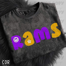 Load image into Gallery viewer, Rams Yellow Purple Flowers Happy TRANSFER COR
