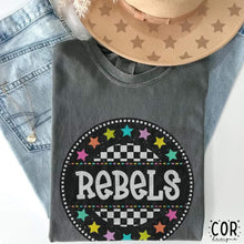 Load image into Gallery viewer, Colorful Checkered Stars Mascot DROPDOWN TRANSFER COR
