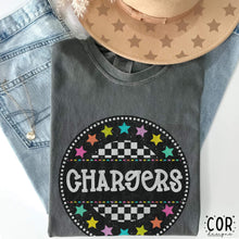 Load image into Gallery viewer, Colorful Checkered Stars Mascot DROPDOWN TRANSFER COR
