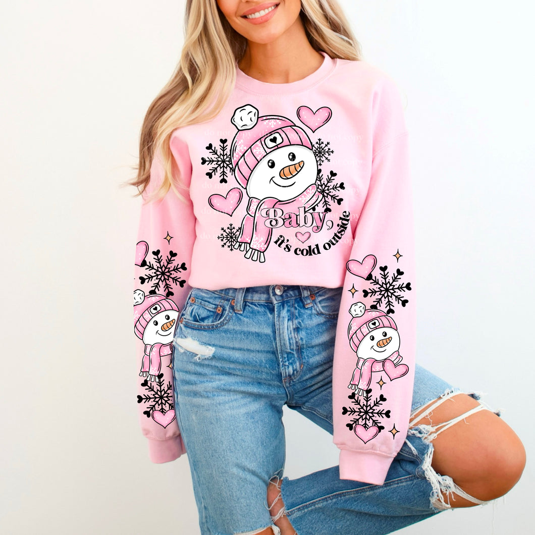 Pink Snowman It's Cold Outside With SLEEVE OPTION TRANSFER NOV CSC