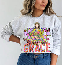 Load image into Gallery viewer, Grow In Grace Neon Jesus With Flowers And Butterflies TRANSFER CST APR 26
