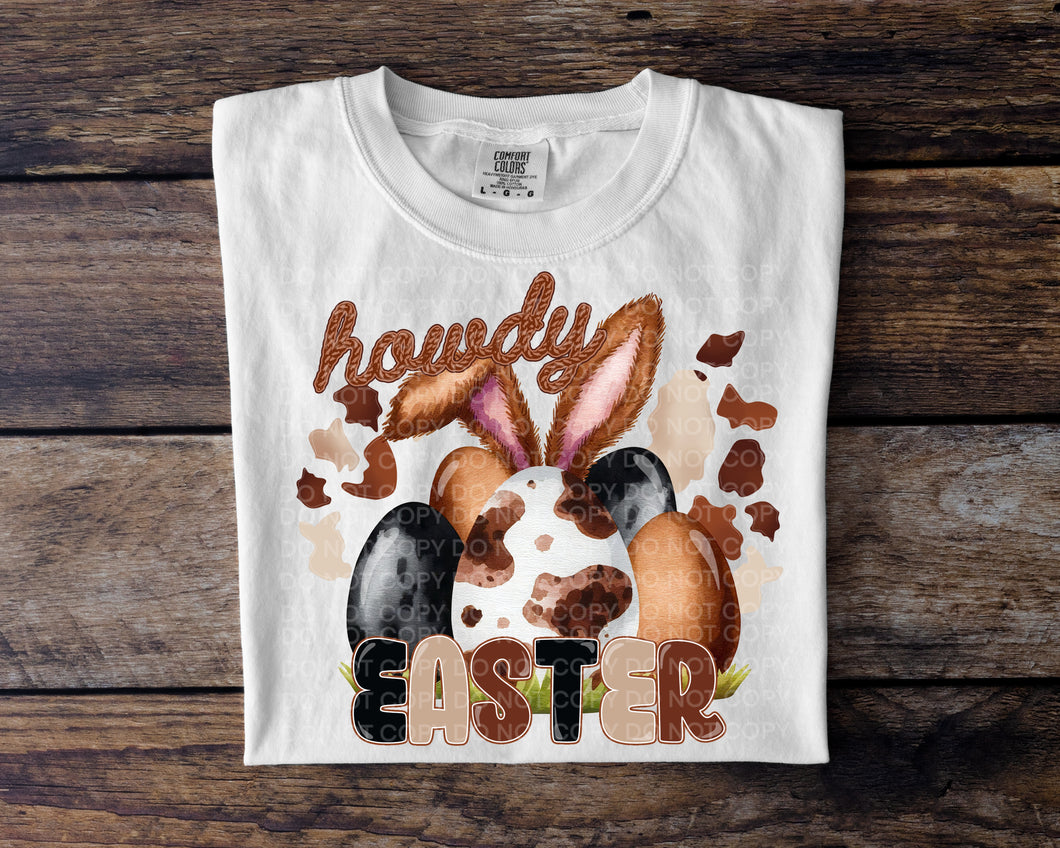 Howdy Easter Cow Print Colors TRANSFER SCG MAR