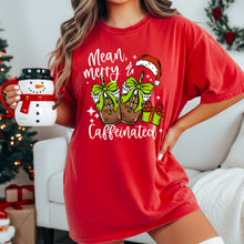 Load image into Gallery viewer, Mean Merry &amp; Caffeinated Iced Coffee Cups With Green Bows Present &amp; Santa Hat With Color Option DROPDOWN TRANSFER CSC NOV 25
