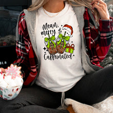 Load image into Gallery viewer, Mean Merry &amp; Caffeinated Iced Coffee Cups With Green Bows Present &amp; Santa Hat With Color Option DROPDOWN TRANSFER CSC NOV 25
