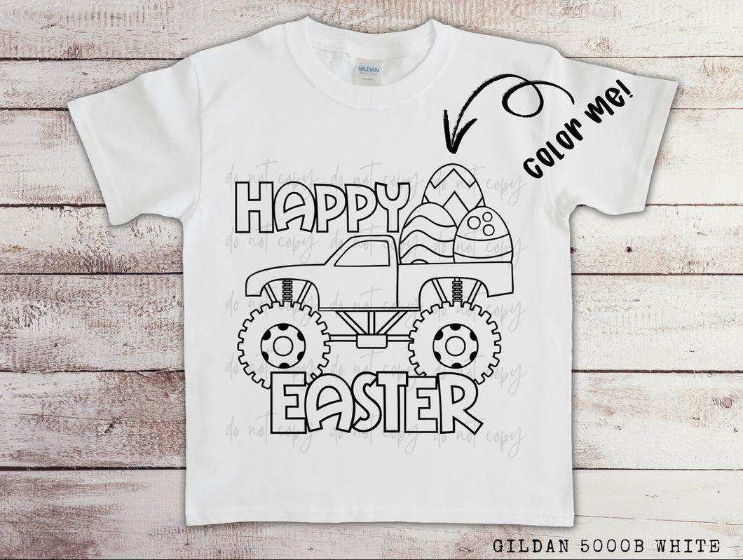 Happy Easter Monster Truck COLOR ME DESIGN TRANSFER