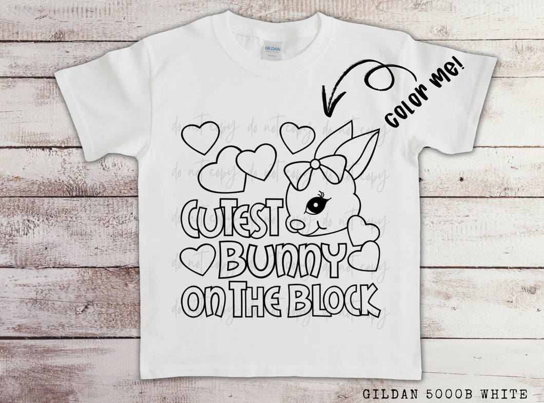 Cutest Bunny On The Block COLOR ME DESIGN TRANSFER
