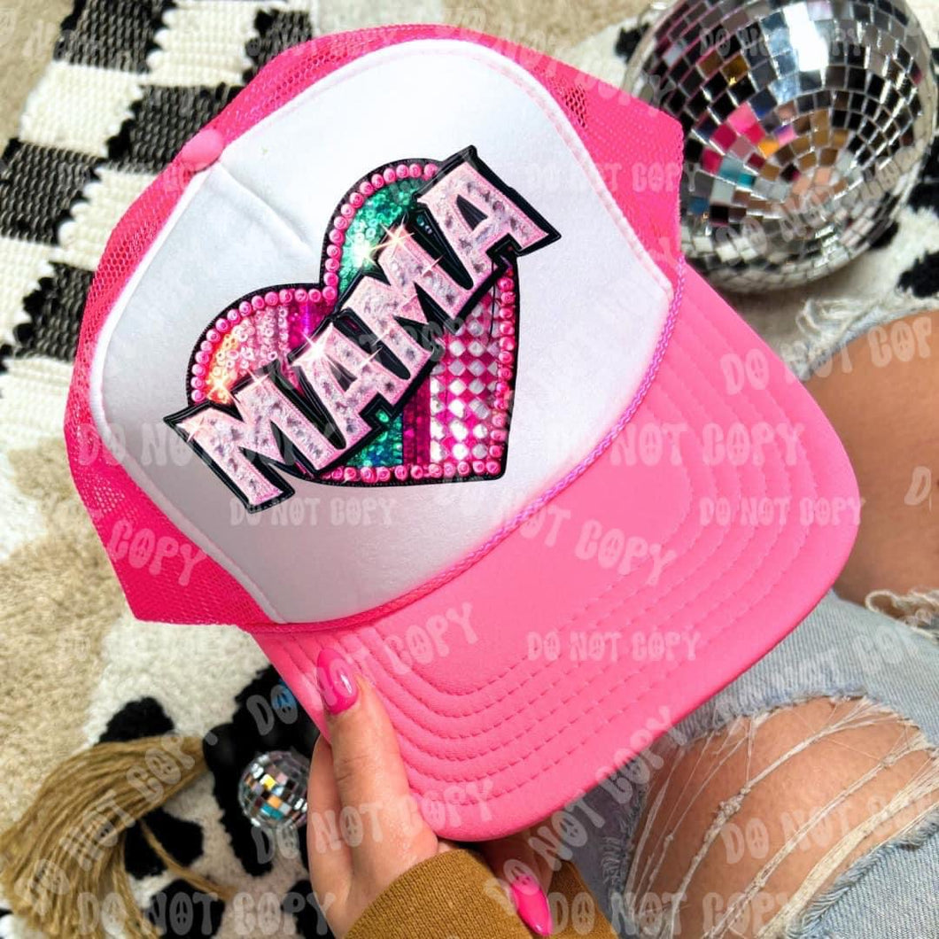 Mama Rhinestones Faux Hat Patch 3-4” DTF TRANSFER