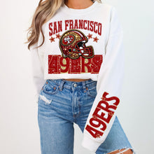 Load image into Gallery viewer, Faux Sequin Football Team DROPDOWN With SLEEVE OPTION DROPDOWN TRANSFER VIRGO JAN 26
