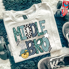 Load image into Gallery viewer, Baby Little Middle Big Bro Skater Happy Face DROPDOWN TRANSFER CARTER AUG 26
