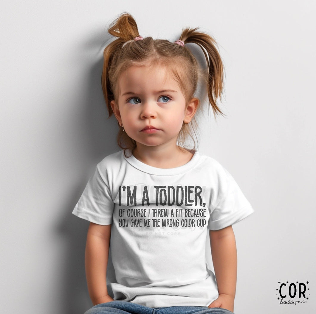 I’m A Toddler, Of Course I Threw A Fit Distressed Blk TRANSFER COR