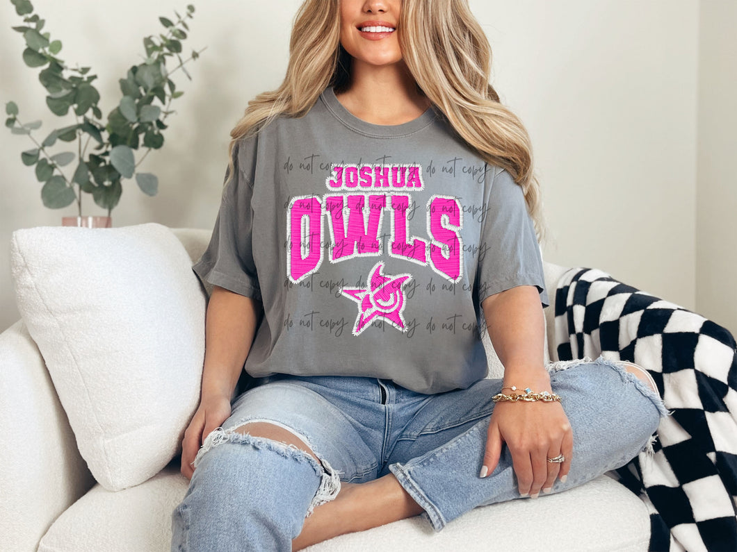 Joshua Owls Faux Stitch Patch Pink TRANSFER