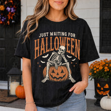 Load image into Gallery viewer, Just Waiting On Halloween Skeleton On Pumpkin DROPDOWN TRANSFER UAC AUG 26
