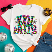 Load image into Gallery viewer, Neon Bright Checker Star Mascots Dropdown TRANSFER CSD MAY 25
