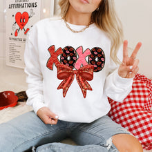 Load image into Gallery viewer, XOXO Lips Floral And Red Bow With Gold Glitter Accent TRANSFER SDD DEC 25
