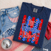 Load image into Gallery viewer, Let Freedom Ring Blue Stars And Red Stripes Stars Fireworks TRANSFER UAC MAY 26
