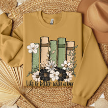 Load image into Gallery viewer, Life Is Better With A Book Black White Beige Flowers TRANSFER SDD DEC 25
