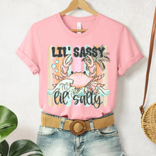 Load image into Gallery viewer, Lil' Sassy Lil' Salty Crab And Waves Gold Glitter Outline TRANSFER SDD APR 26
