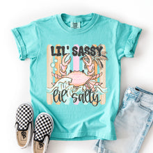 Load image into Gallery viewer, Lil' Sassy Lil' Salty Crab And Waves Gold Glitter Outline TRANSFER SDD APR 26
