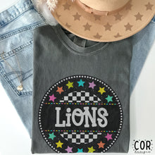 Load image into Gallery viewer, Colorful Checkered Stars Mascot DROPDOWN TRANSFER COR
