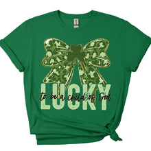 Load image into Gallery viewer, Lucky To Be A Child Of God Green Leopard Bow With Clover TRANSFER SDD DEC 25
