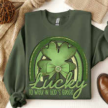 Load image into Gallery viewer, Lucky To Walk In God's Grace Green Rainbow And Clover TRANSFER SDD DEC 25
