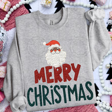 Load image into Gallery viewer, Merry Christmas With Santa Faux Embroidery Skin Tone DROPDOWN TRANSFER HMWK JULY 26
