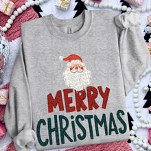 Load image into Gallery viewer, Merry Christmas With Santa Faux Embroidery Skin Tone DROPDOWN TRANSFER HMWK JULY 26
