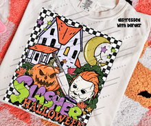 Load image into Gallery viewer, Slasher Halloween My_rs Checker Border Distressed Option DROPDOWN TRANSFER CARTER AUG 26
