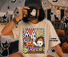 Load image into Gallery viewer, Slasher Halloween My_rs Checker Border Distressed Option DROPDOWN TRANSFER CARTER AUG 26
