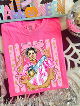 Load image into Gallery viewer, Horror Characters With Pink Bow Frame Pink Distressed Lines DROPDOWN TRANSFER CARTER AUG 26
