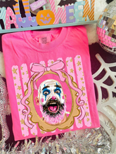 Load image into Gallery viewer, Horror Characters With Pink Bow Frame Pink Distressed Lines DROPDOWN TRANSFER CARTER AUG 26
