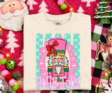Load image into Gallery viewer, Pink Outline Holly Jolly Nutcracker Green/Blue Distressed Lines DROPDOWN TRANSFER CARTER OCT 26
