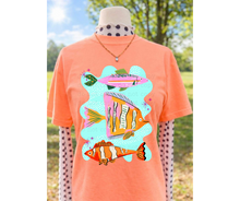 Load image into Gallery viewer, 3 Neon Fish Stripes &amp; Solid Background DROPDOWN TRANSFER CARTER JULY 26
