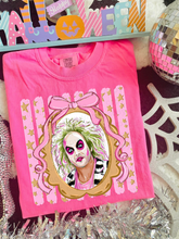 Load image into Gallery viewer, Horror Characters With Pink Bow Frame Pink Distressed Lines DROPDOWN TRANSFER CARTER AUG 26
