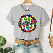 Load image into Gallery viewer, Mama Autism Puzzle Piece Rainbow Circle Faux Glitter Option DROPDOWN TRANSFER SDD MAR 26
