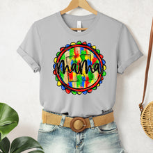 Load image into Gallery viewer, Mama Autism Puzzle Piece Rainbow Circle Faux Glitter Option DROPDOWN TRANSFER SDD MAR 26
