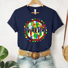 Load image into Gallery viewer, Mama Autism Puzzle Piece Rainbow Circle Faux Glitter Option DROPDOWN TRANSFER SDD MAR 26
