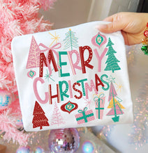 Load image into Gallery viewer, Merry Christmas Block Letter Red Green And Pink Presents And Trees TRANSFER AGCM NOV 25
