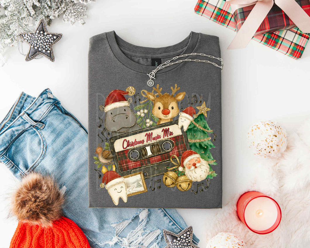 Christmas Music Mix Hippo Reindeer Santa Tape Collage TRANSFER PHDC NOV 25