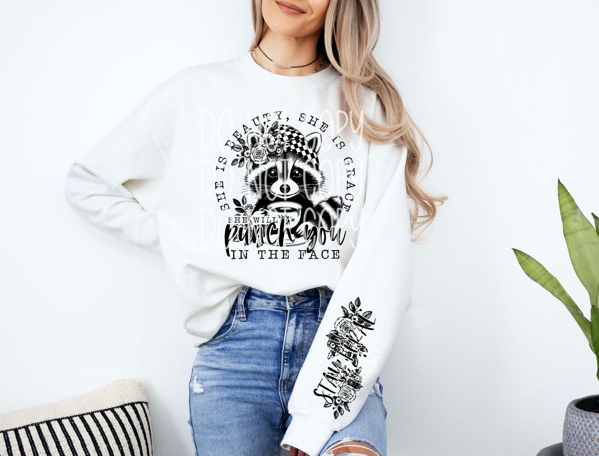 She Is Beauty She Is Grace Raccoon With SLEEVE OPTION TRANSFER PHDC ...