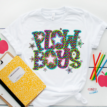 Load image into Gallery viewer, Neon Bright Checker Star Mascots Dropdown TRANSFER CSD MAY 25
