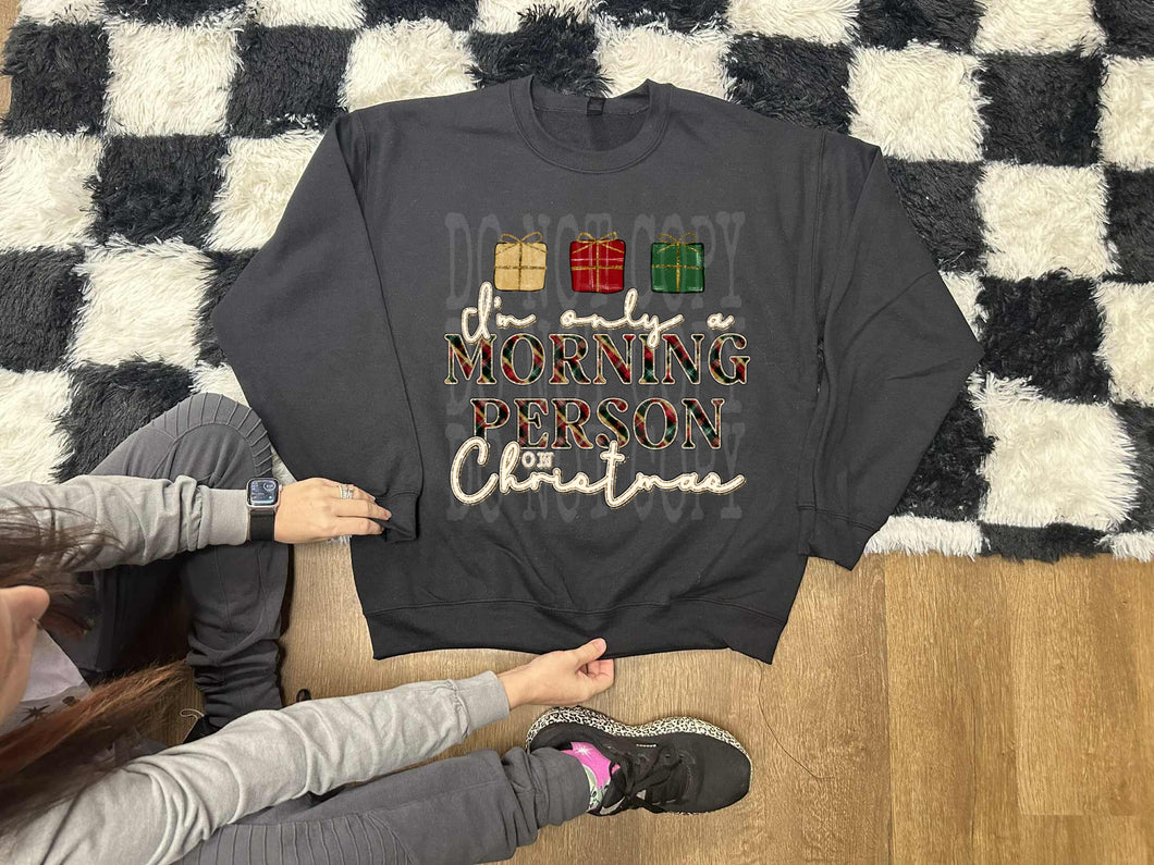Only A Morning Person On Christmas Red Plaid Gold/Red/Green Presents TRANSFER PHDC OCT 25