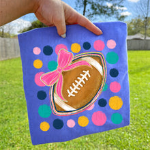 Load image into Gallery viewer, Pink Bow Football Faux Gold Glitter And Polka Dot Backdrop TRANSFER UAC JULY 26
