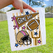 Load image into Gallery viewer, Game Day Pennant Helmet Goal Posts And Football Doodles with Brown Stripes TRANSFER UAC JULY 26
