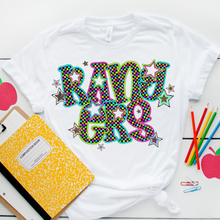 Load image into Gallery viewer, Neon Bright Checker Star Mascots Dropdown TRANSFER CSD MAY 25
