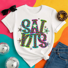 Load image into Gallery viewer, Neon Bright Checker Star Mascots Dropdown TRANSFER CSD MAY 25
