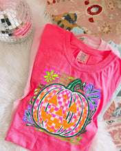 Load image into Gallery viewer, Pink Checkered Pumpkin &amp; Bright Florals TRANSFER SCG AUG 26
